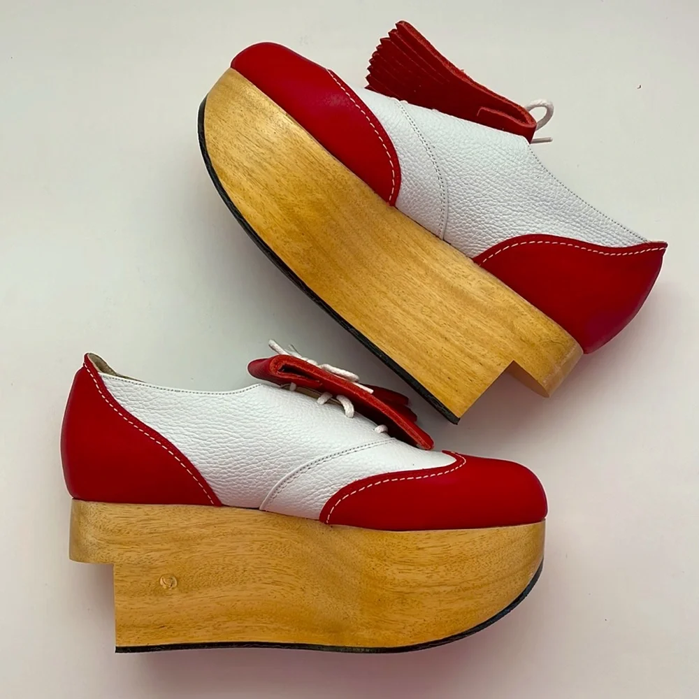 VIVIENNE WESTWOOD GOLD LABEL RED WHITE ROCKING HORSE GOLF SS09 NWT IT39 US8.5 - Picture 5 of 10